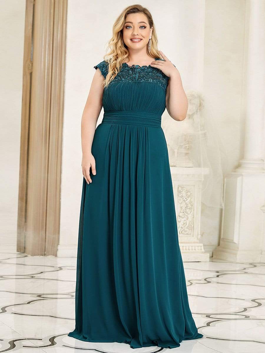 MsDresslyEP Plus Formal Dress Plus Size Elegant Maxi Long Lace Cap Sleeve Bridesmaid Dress DRE230973643TEL16