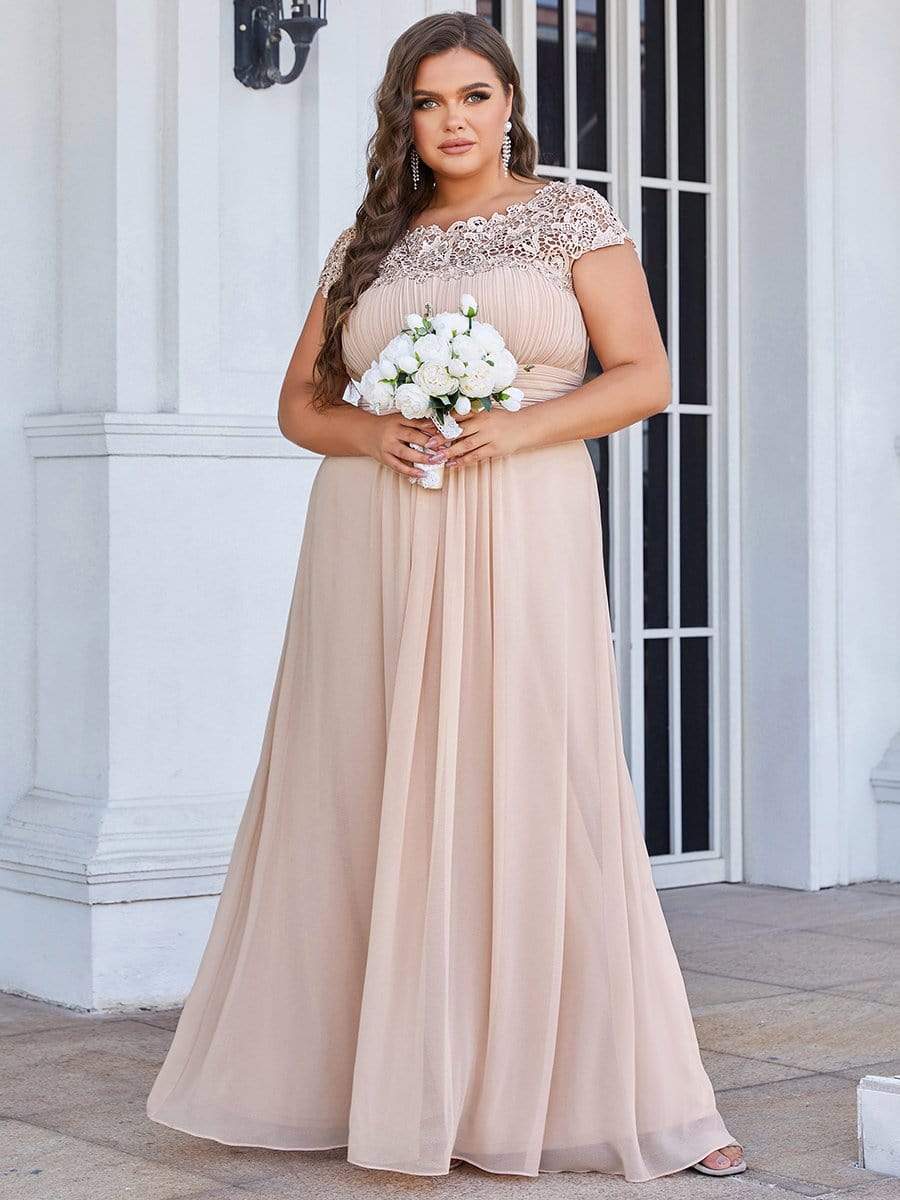 MsDresslyEP Plus Formal Dress Plus Size Elegant Maxi Long Lace Cap Sleeve Bridesmaid Dress DRE230973659BSH16