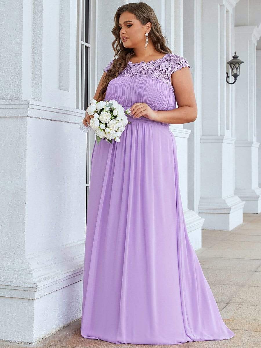 MsDresslyEP Plus Formal Dress Plus Size Elegant Maxi Long Lace Cap Sleeve Bridesmaid Dress DRE230973671LVD16