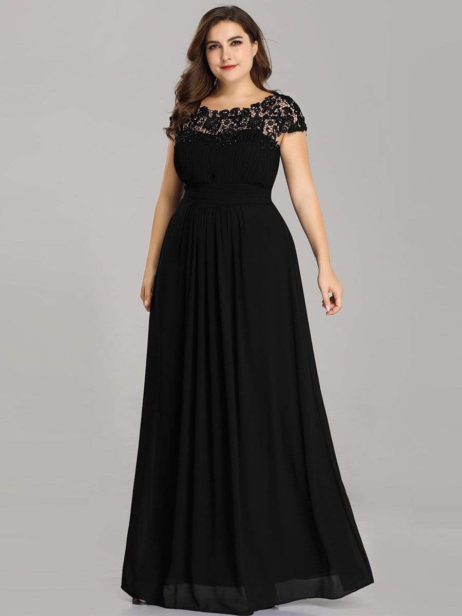 MsDresslyEP Plus Formal Dress Plus Size Elegant Maxi Long Lace Cap Sleeve Bridesmaid Dress