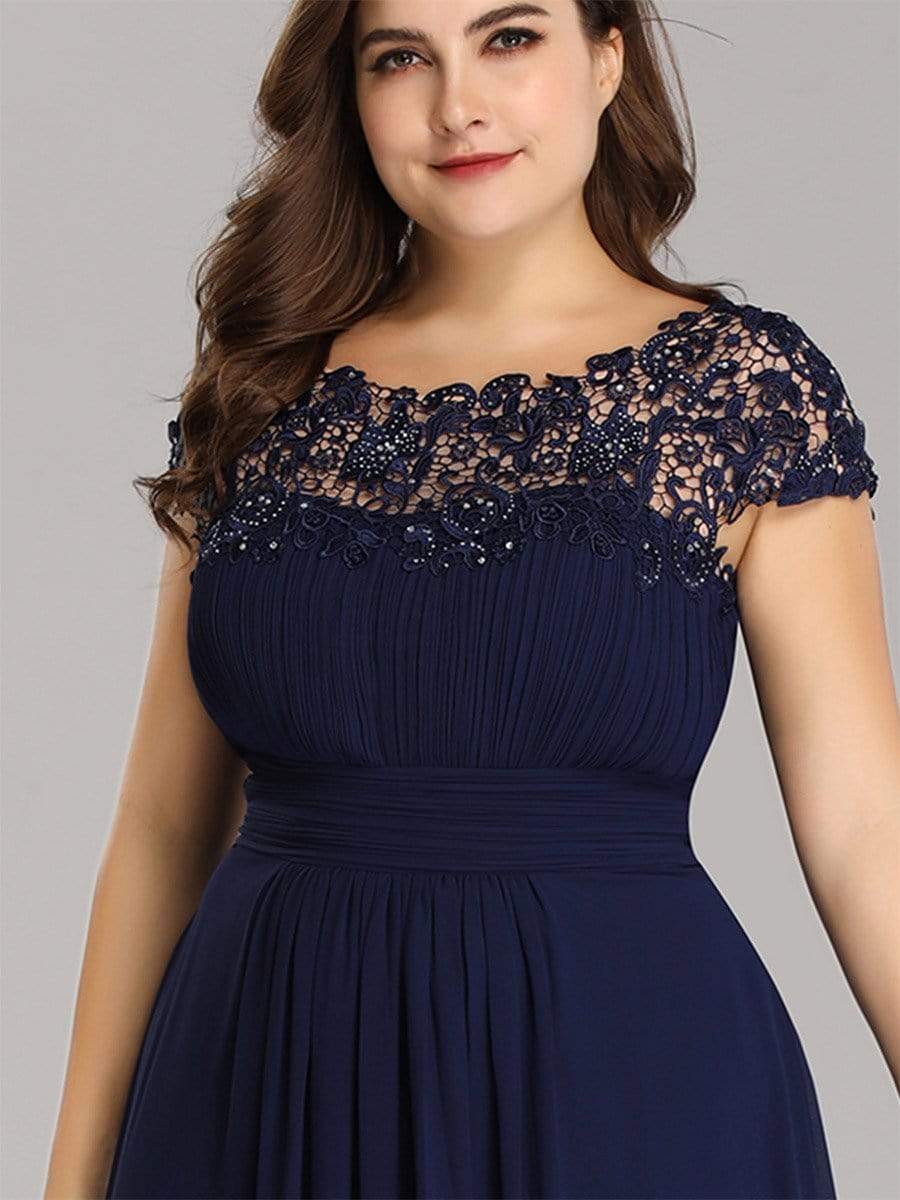 MsDresslyEP Plus Formal Dress Plus Size Elegant Maxi Long Lace Cap Sleeve Bridesmaid Dress