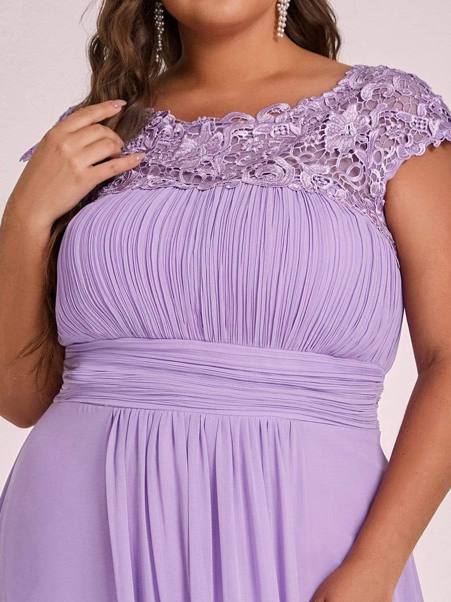 MsDresslyEP Plus Formal Dress Plus Size Elegant Maxi Long Lace Cap Sleeve Bridesmaid Dress