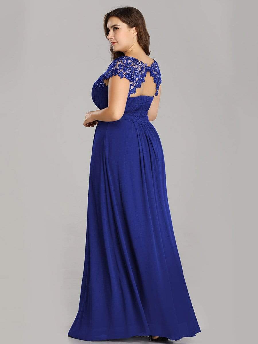 MsDresslyEP Plus Formal Dress Plus Size Elegant Maxi Long Lace Cap Sleeve Bridesmaid Dress