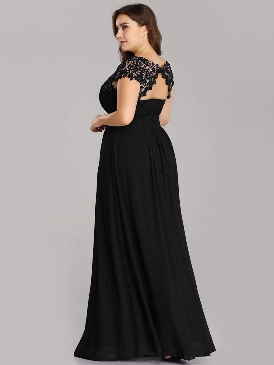 MsDresslyEP Plus Formal Dress Plus Size Elegant Maxi Long Lace Cap Sleeve Bridesmaid Dress