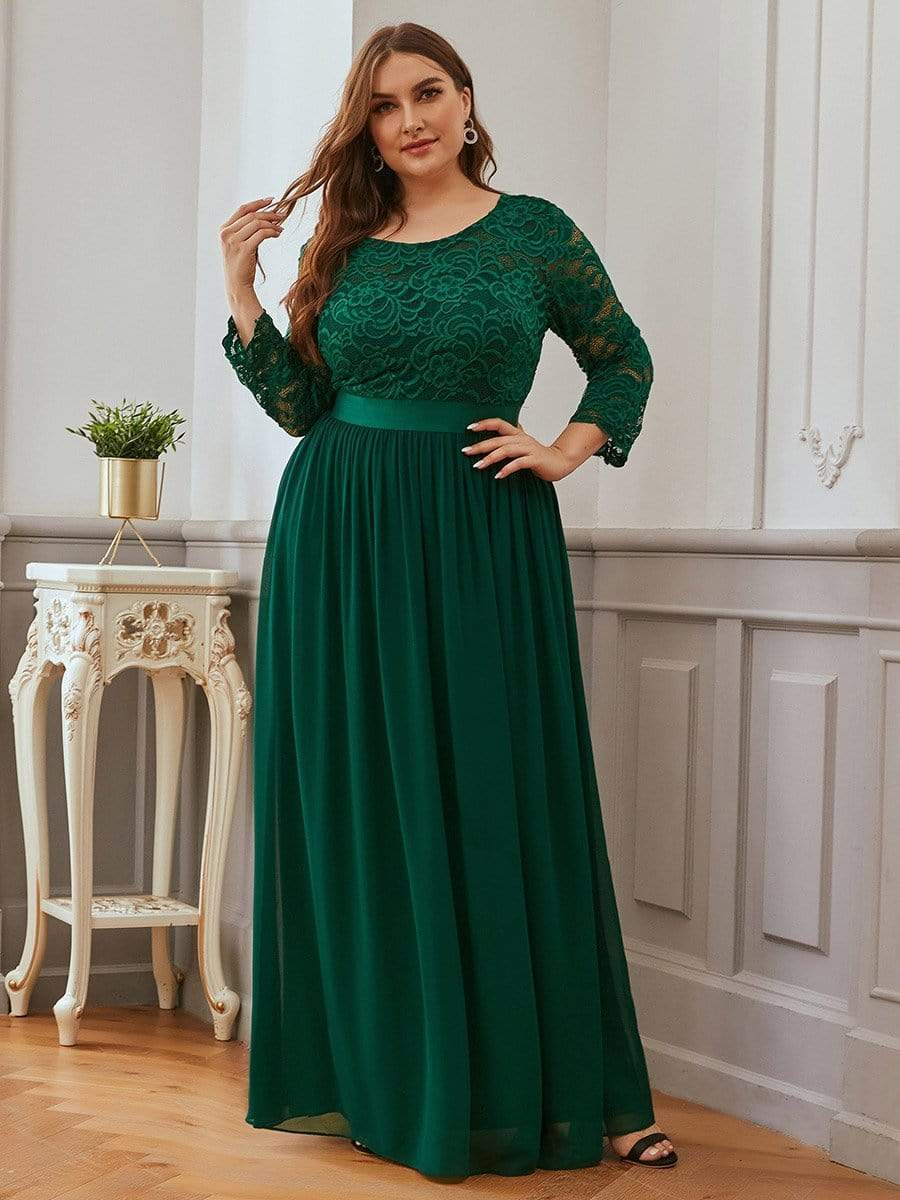 MsDresslyEP Plus Formal Dress Plus Size Long Lace Sleeve Formal Evening Gowns DRE230972319DGV16