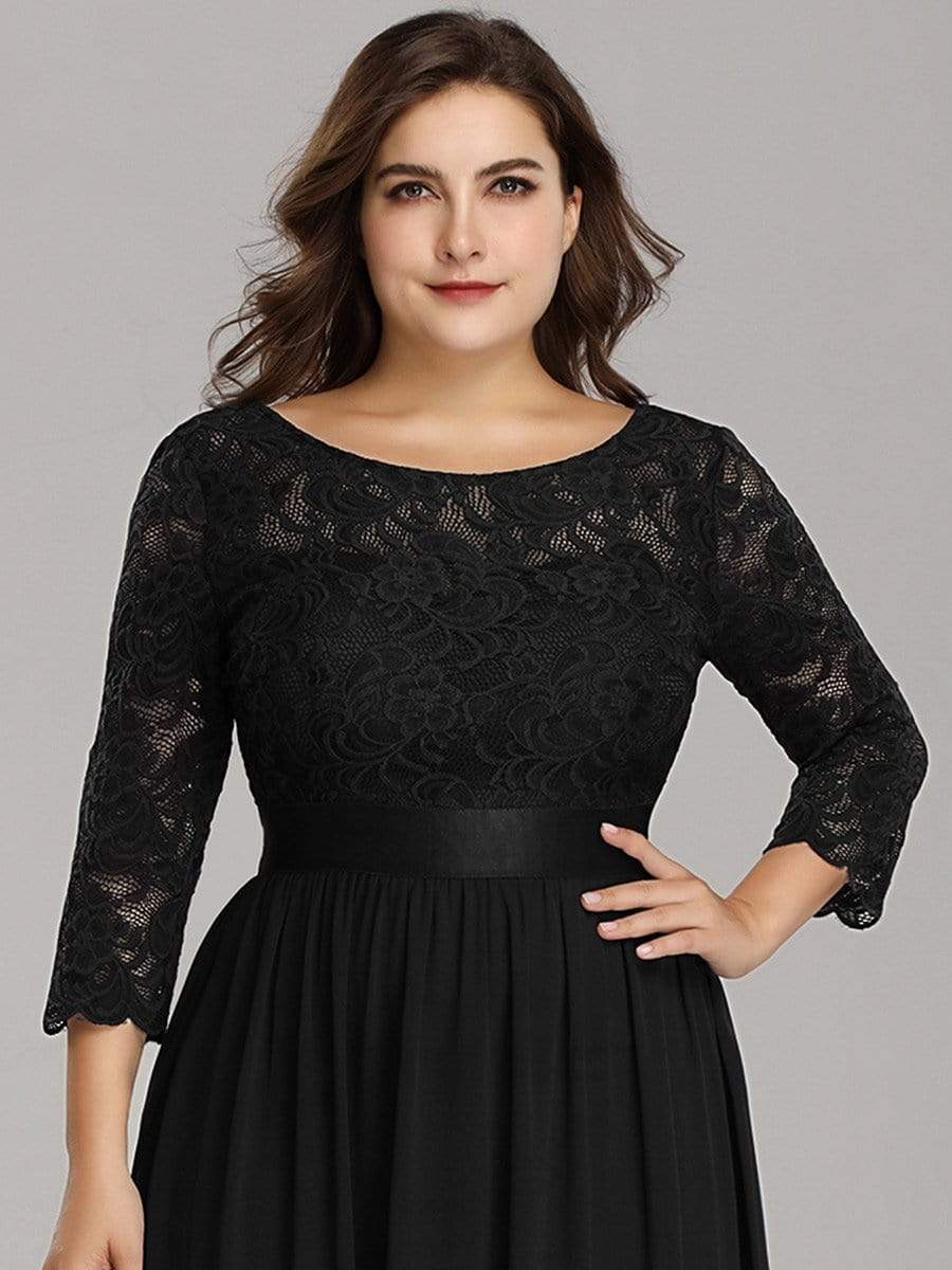 MsDresslyEP Plus Formal Dress Plus Size Long Lace Sleeve Formal Evening Gowns