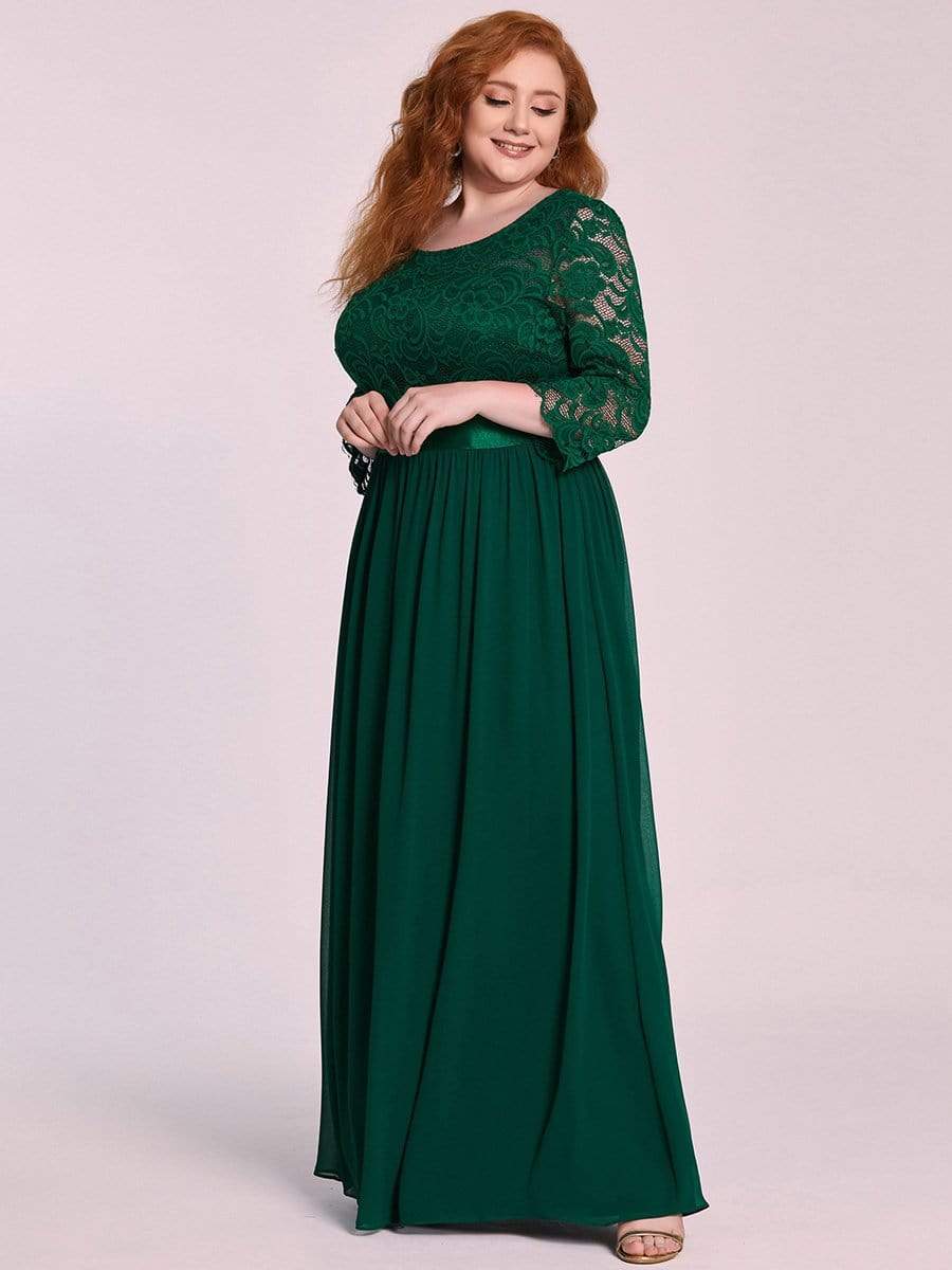 MsDresslyEP Plus Formal Dress Plus Size Long Lace Sleeve Formal Evening Gowns