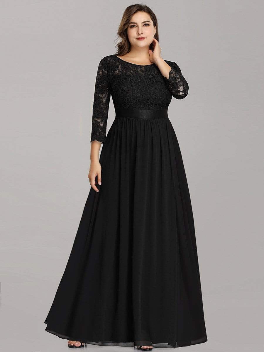 MsDresslyEP Plus Formal Dress Plus Size Long Lace Sleeve Formal Evening Gowns