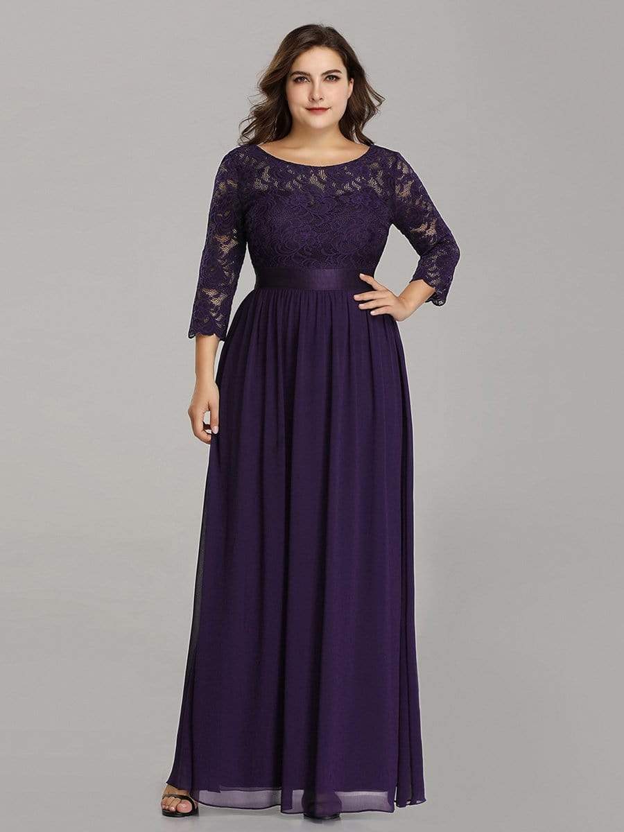 MsDresslyEP Plus Formal Dress Plus Size Long Lace Sleeve Formal Evening Gowns