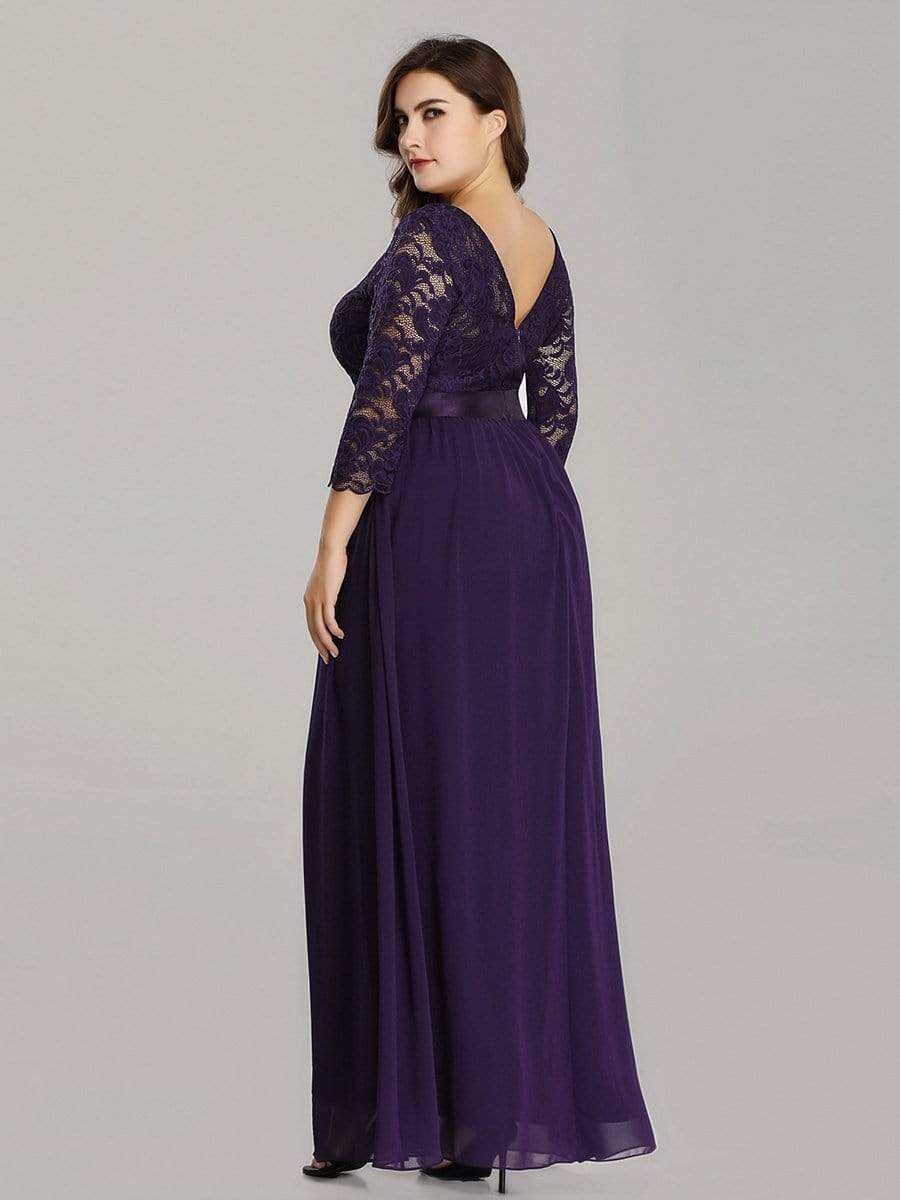 MsDresslyEP Plus Formal Dress Plus Size Long Lace Sleeve Formal Evening Gowns