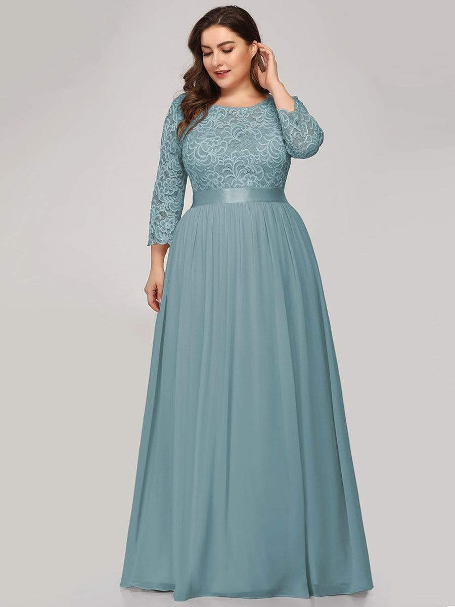 MsDresslyEP Plus Formal Dress Plus Size Long Lace Sleeve Formal Evening Gowns