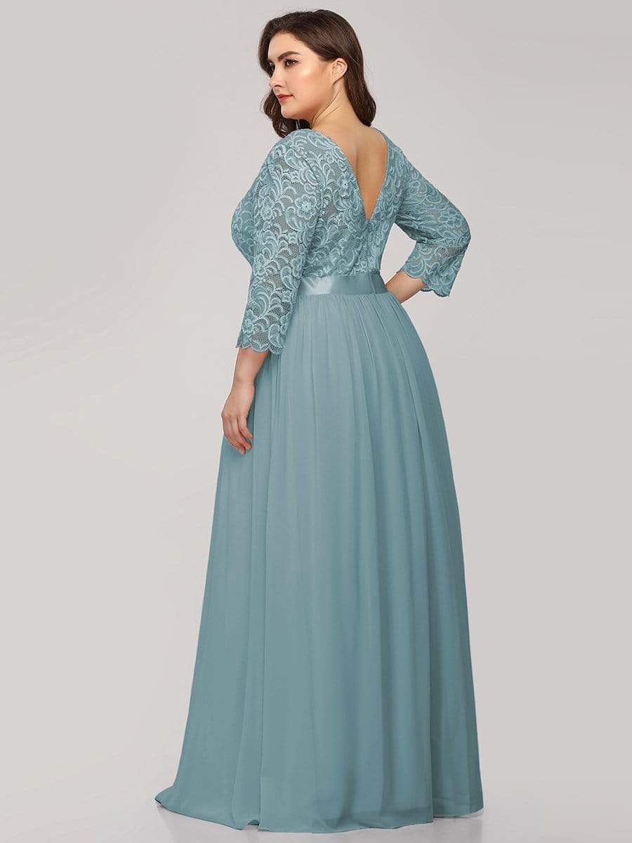 MsDresslyEP Plus Formal Dress Plus Size Long Lace Sleeve Formal Evening Gowns