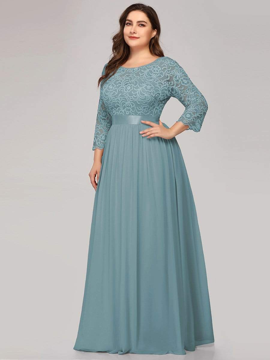 MsDresslyEP Plus Formal Dress Plus Size Long Lace Sleeve Formal Evening Gowns