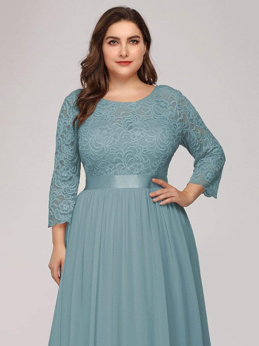 MsDresslyEP Plus Formal Dress Plus Size Long Lace Sleeve Formal Evening Gowns