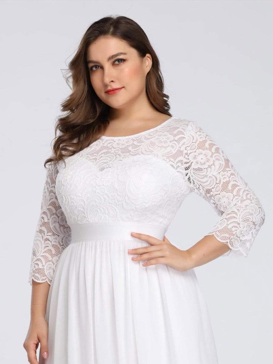 MsDresslyEP Plus Formal Dress Plus Size Long Lace Sleeve Formal Evening Gowns