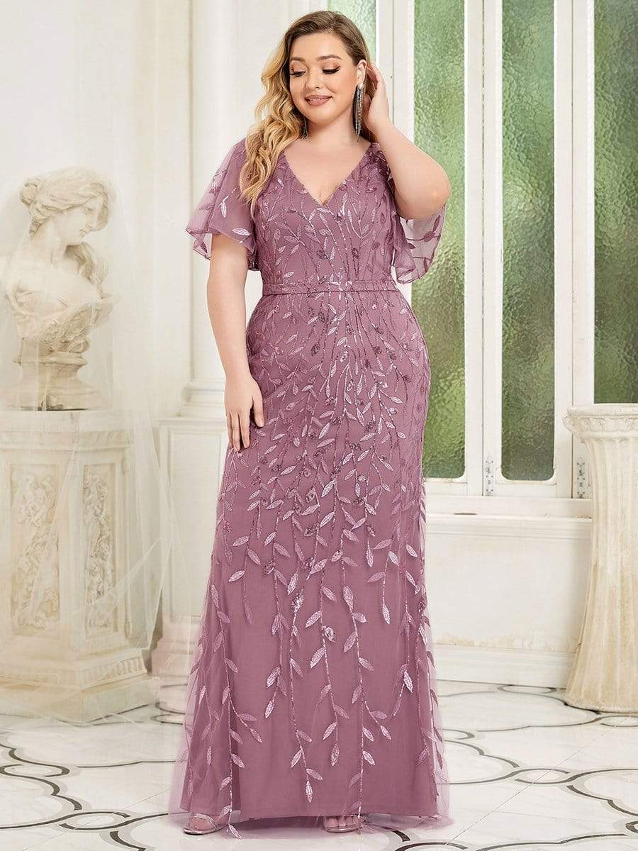 MsDresslyEP Plus Formal Dress Plus Size Long Mermaid Formal Dresses for Weddings