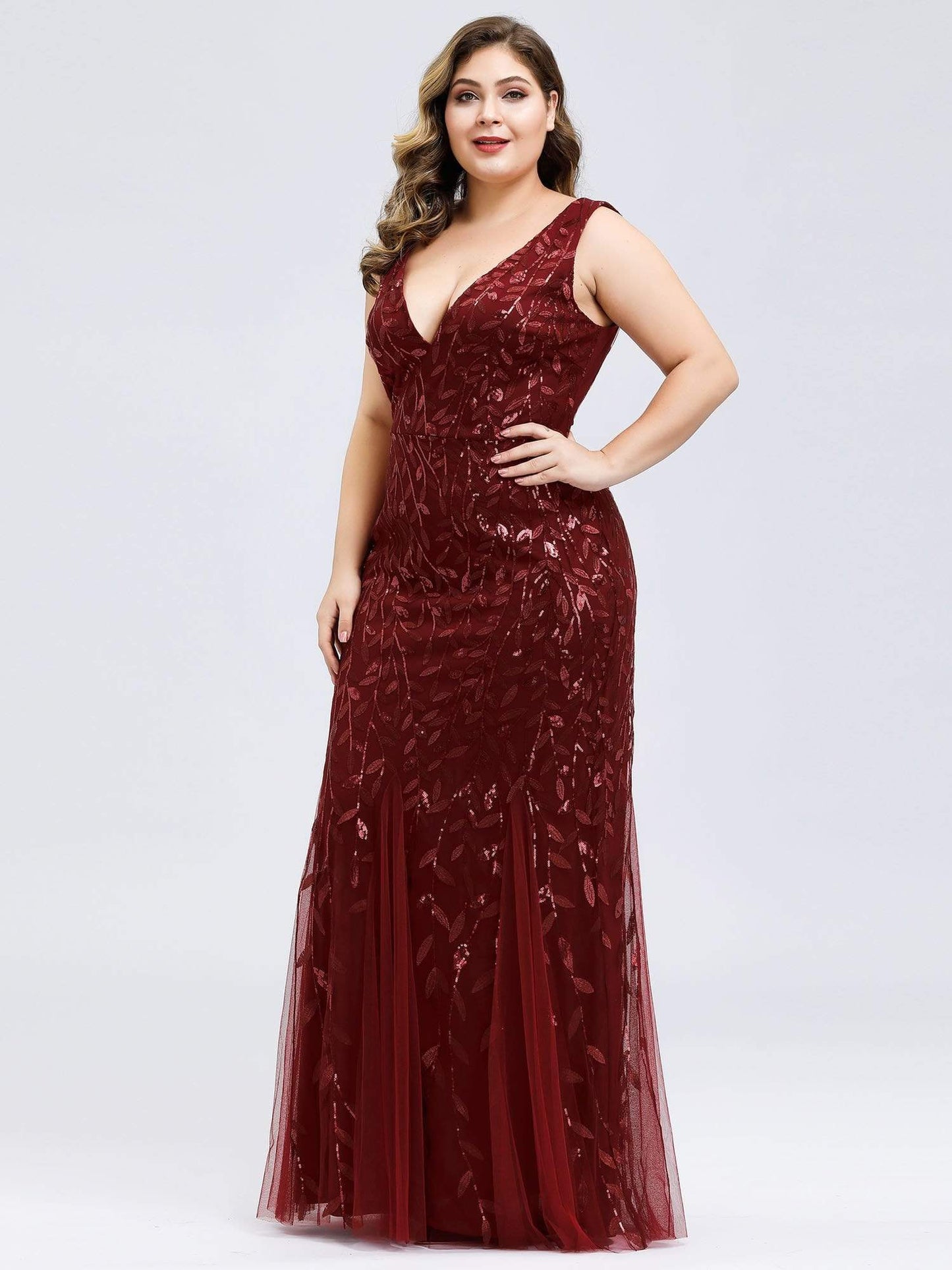 MsDresslyEP Plus Formal Dress Plus Size Maxi Sequin Formal Dresses & Gowns