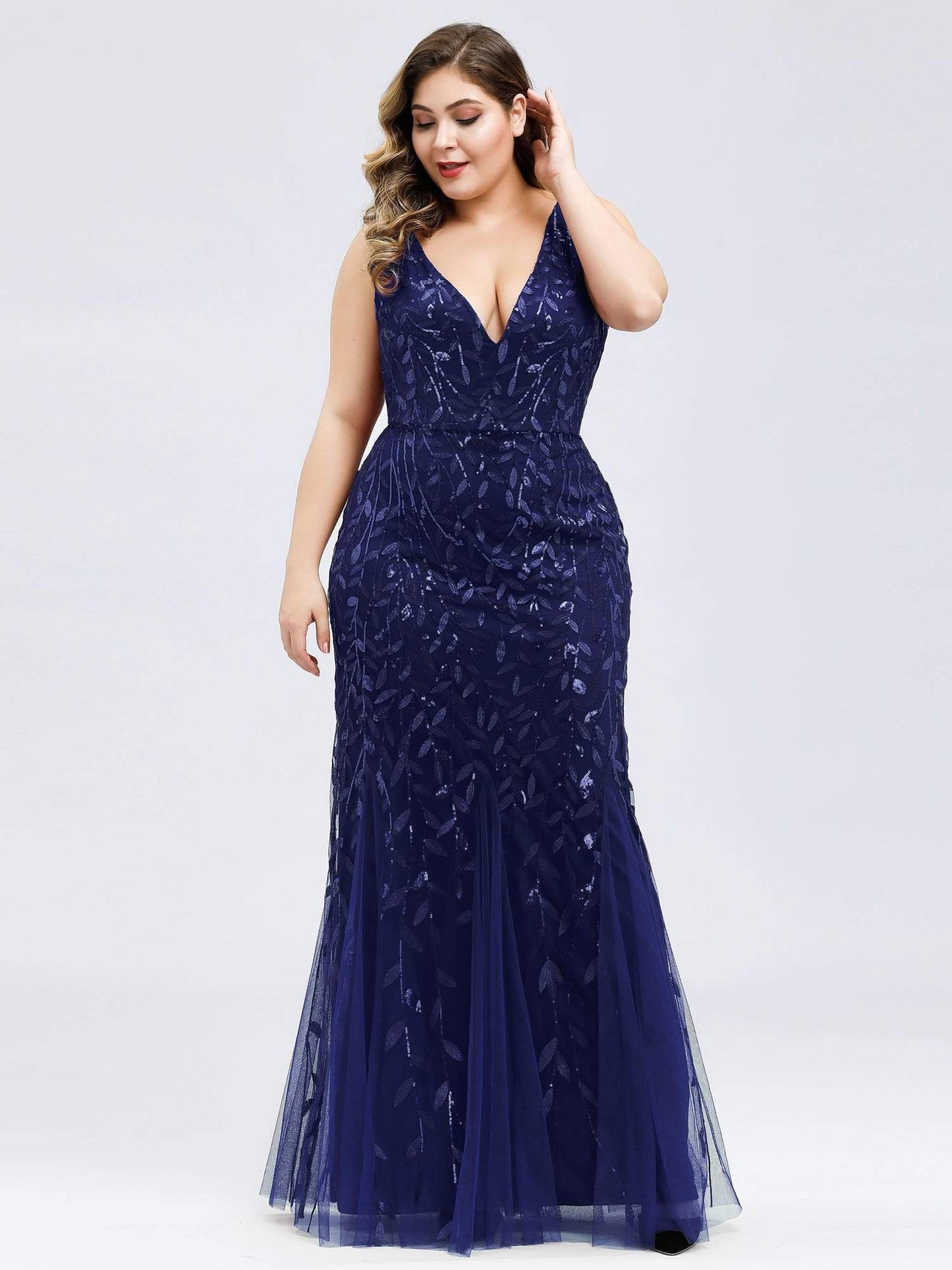 MsDresslyEP Plus Formal Dress Plus Size Maxi Sequin Formal Dresses & Gowns