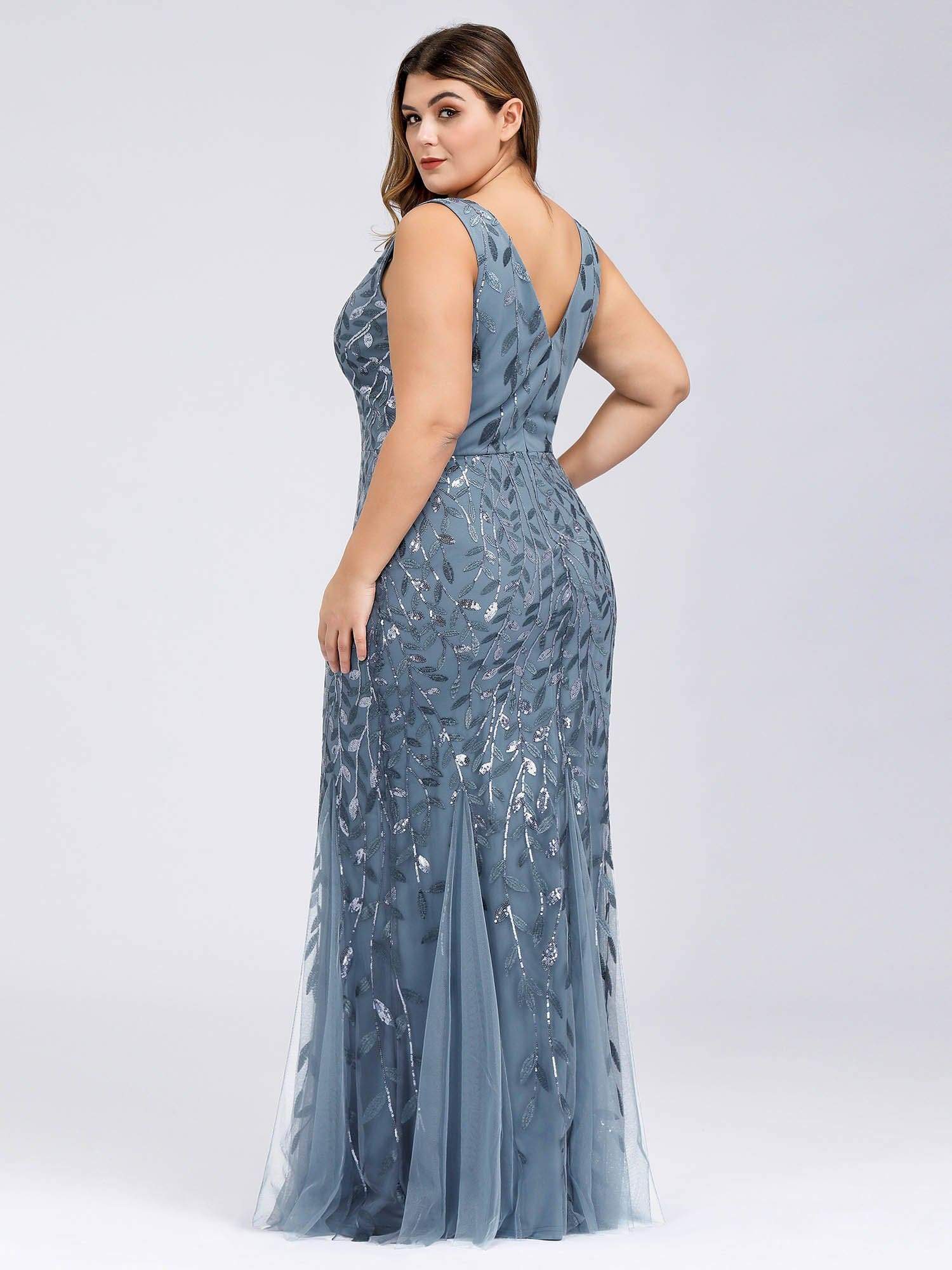 MsDresslyEP Plus Formal Dress Plus Size Maxi Sequin Formal Dresses & Gowns