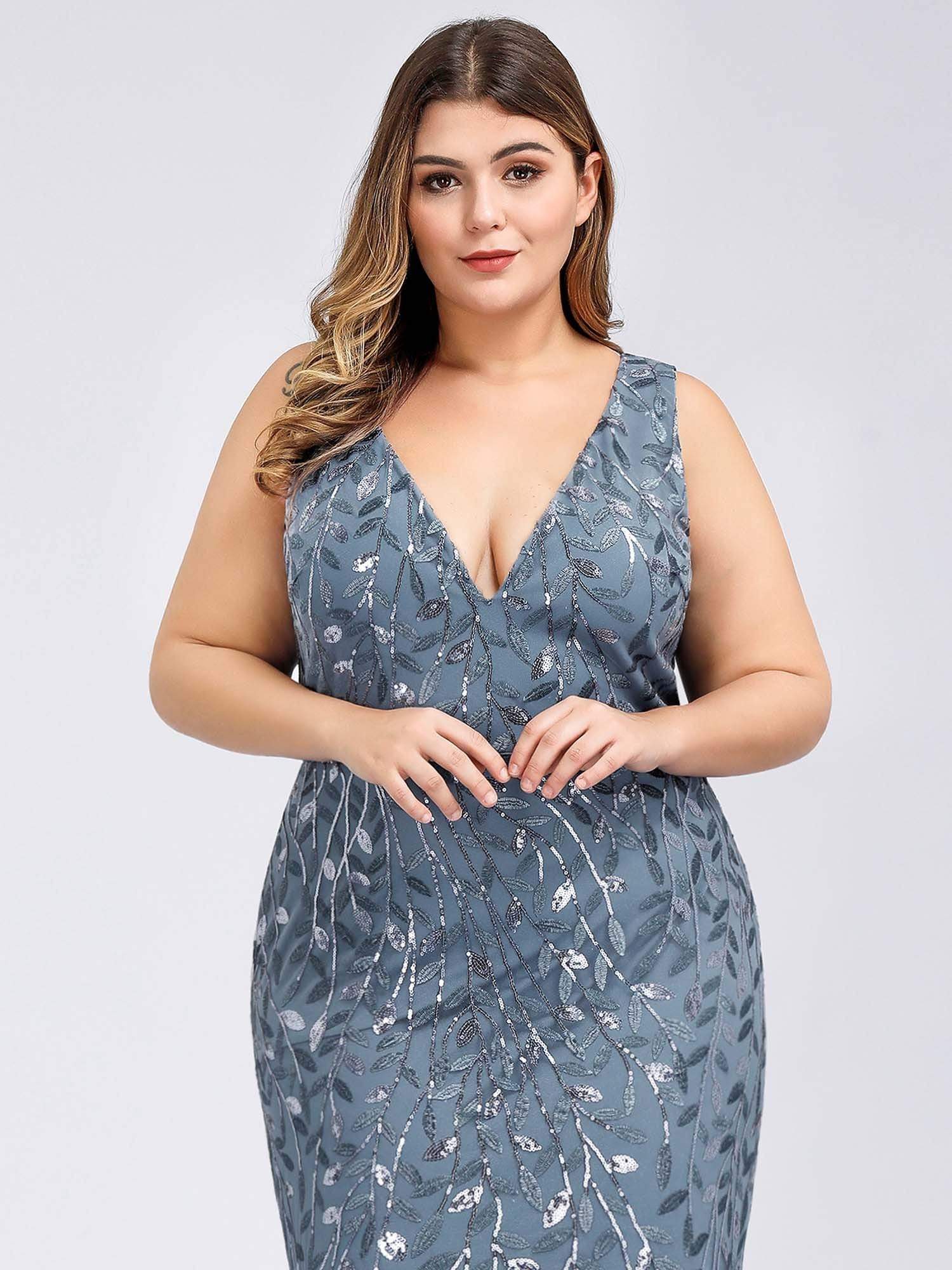 MsDresslyEP Plus Formal Dress Plus Size Maxi Sequin Formal Dresses & Gowns