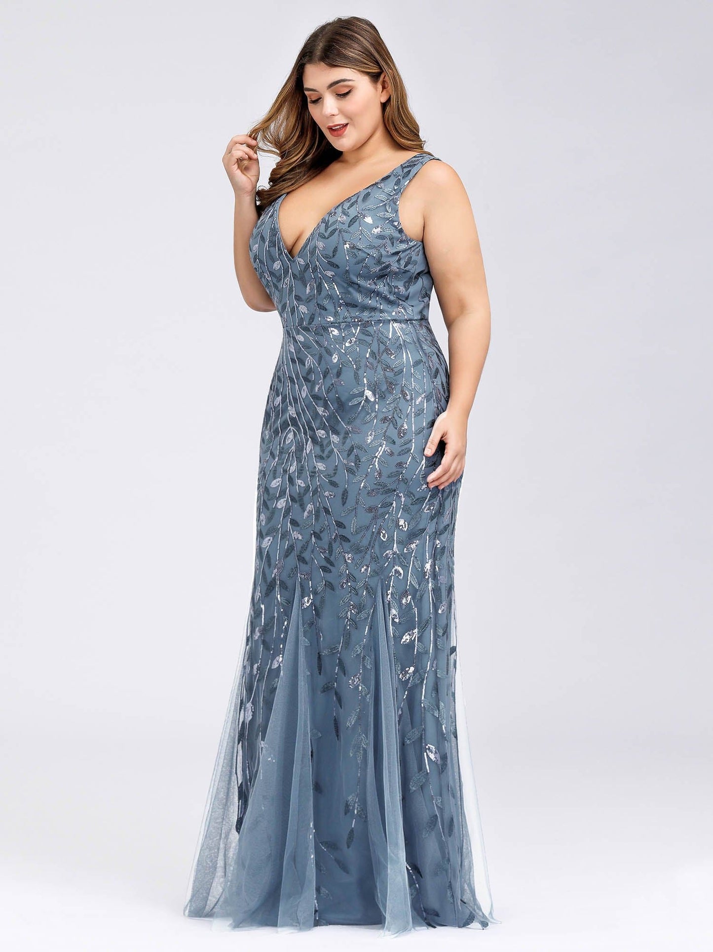 MsDresslyEP Plus Formal Dress Plus Size Maxi Sequin Formal Dresses & Gowns