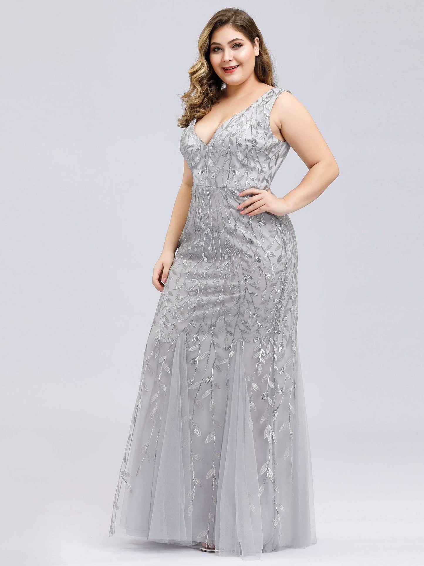 MsDresslyEP Plus Formal Dress Plus Size Maxi Sequin Formal Dresses & Gowns