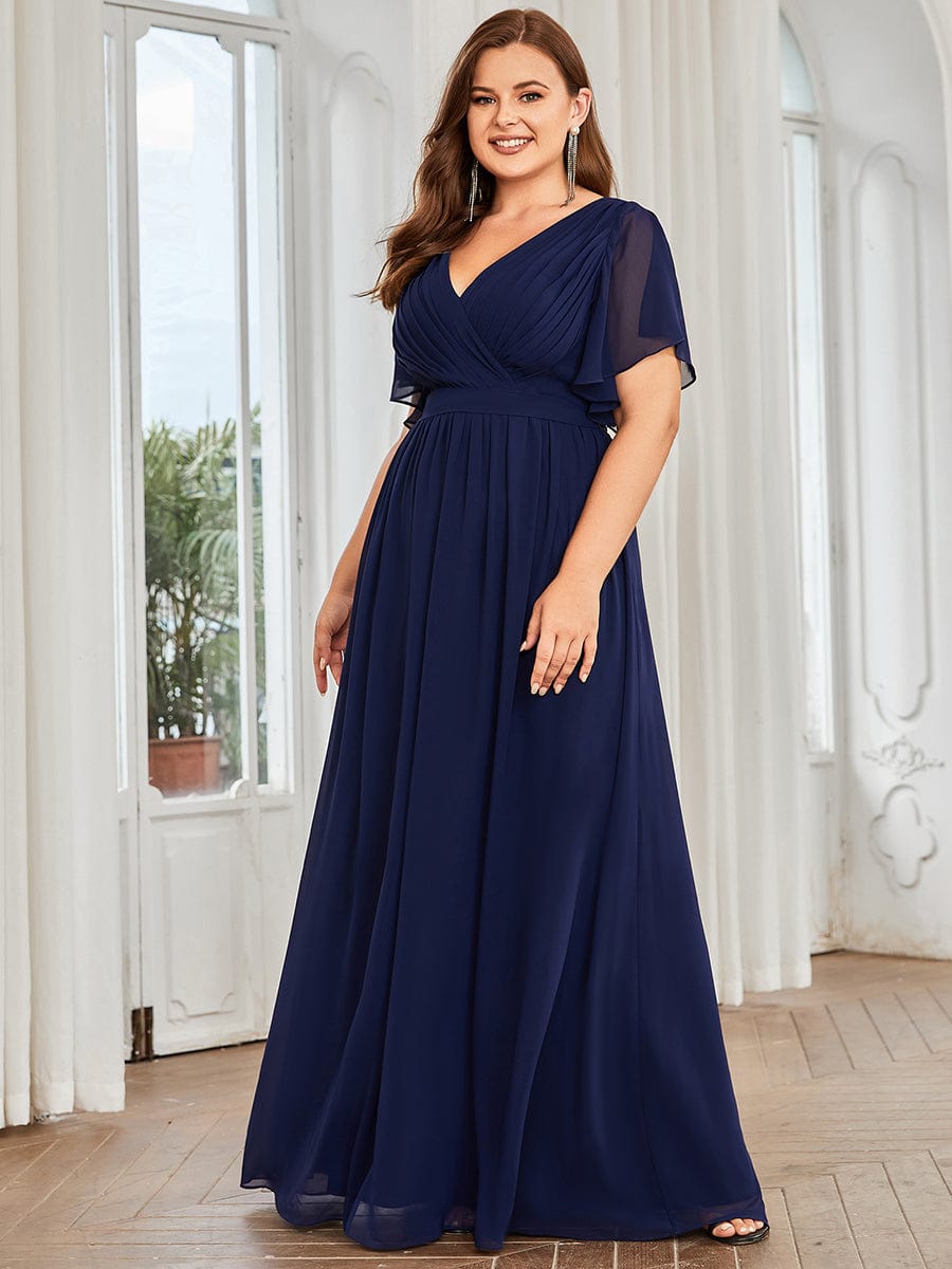 MsDresslyEP Plus Formal Dress Plus Size Ruffle Pleated Chiffon Tie-Waist Evening Dress DRE230973707NBY16