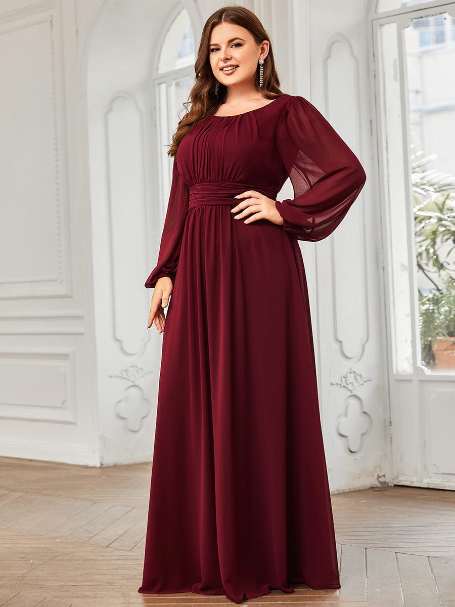 MsDresslyEP Plus Formal Dress Plus Size See-Through Puff Sleeve Chiffon Mother Dress DRE230912A4813BDG16