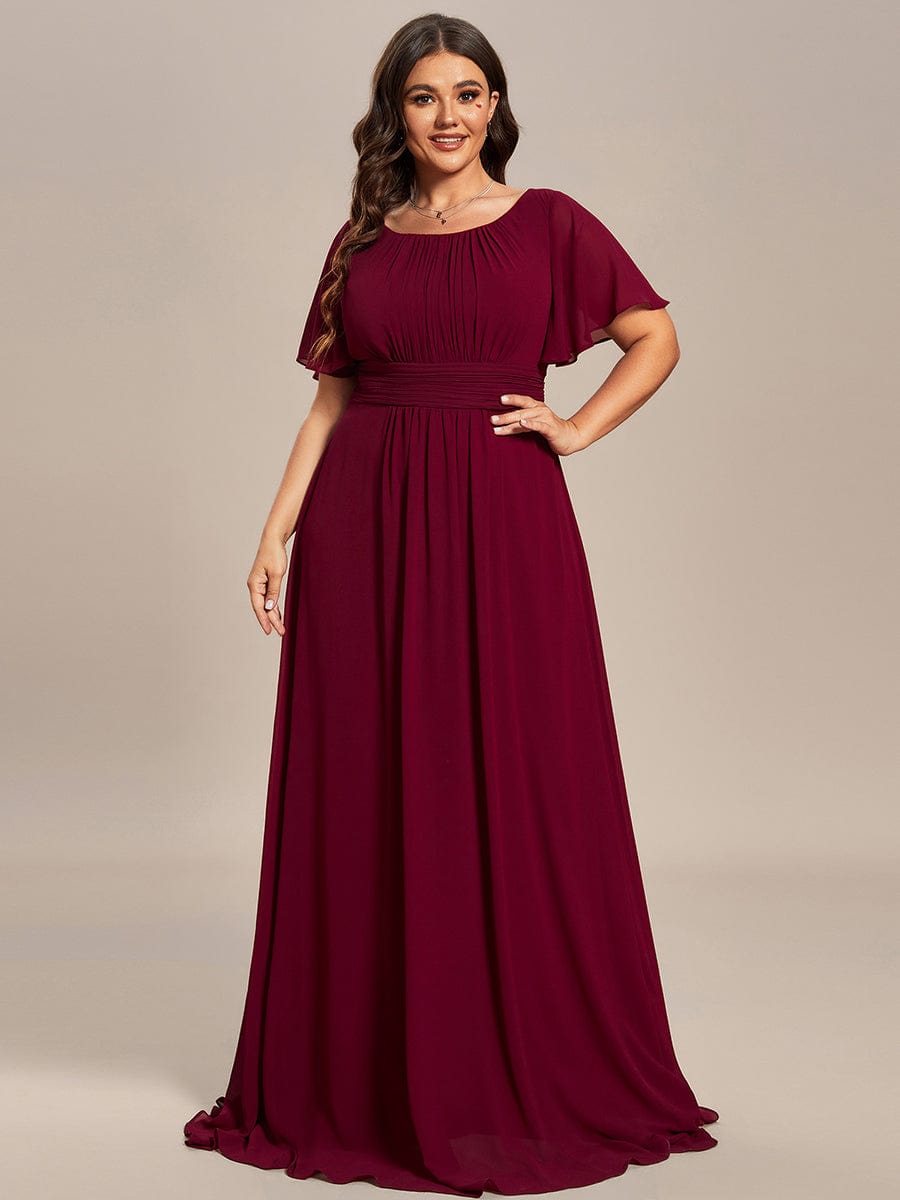 MsDresslyEP Plus Formal Dress Plus Size Simple Chiffon Pleated A-Line Round Neckline Bridesmaid Dress DRE230912A0307BDG16