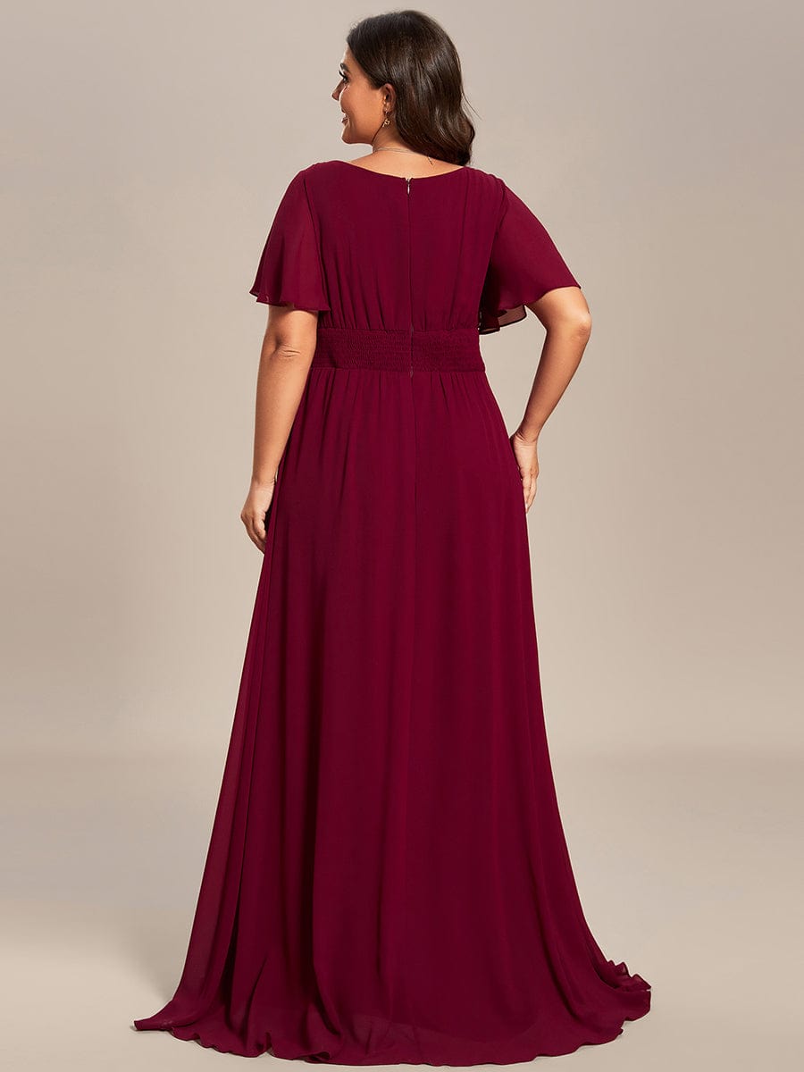 MsDresslyEP Plus Formal Dress Plus Size Simple Chiffon Pleated A-Line Round Neckline Bridesmaid Dress