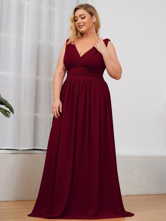 MsDresslyEP Plus Formal Dress Plus Size Sleeveless V-Neck Chiffon Semi Formal Maxi Dress DRE230975301BDG16