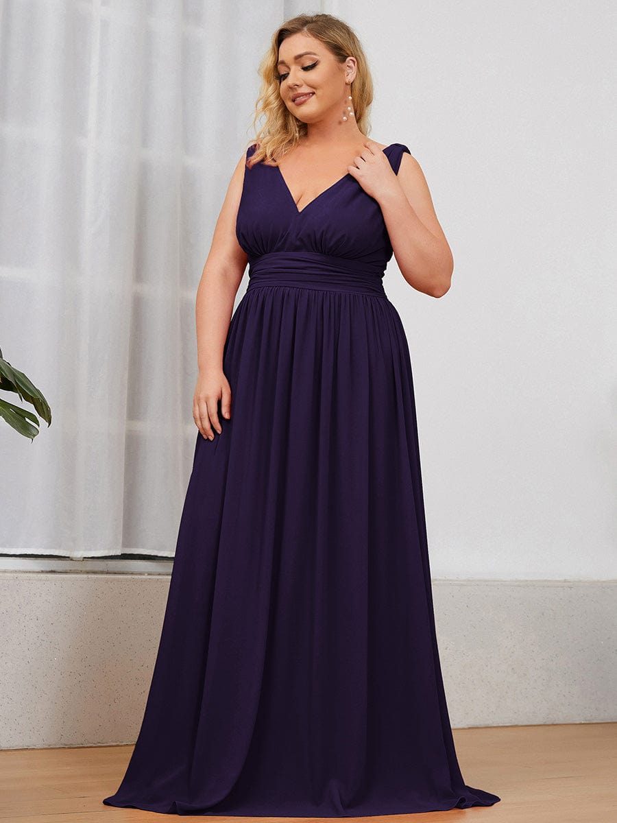 MsDresslyEP Plus Formal Dress Plus Size Sleeveless V-Neck Chiffon Semi Formal Maxi Dress DRE230975319DPH16