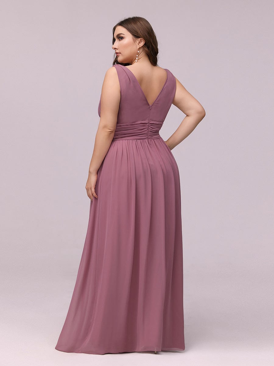 MsDresslyEP Plus Formal Dress Plus Size Sleeveless V-Neck Chiffon Semi Formal Maxi Dress