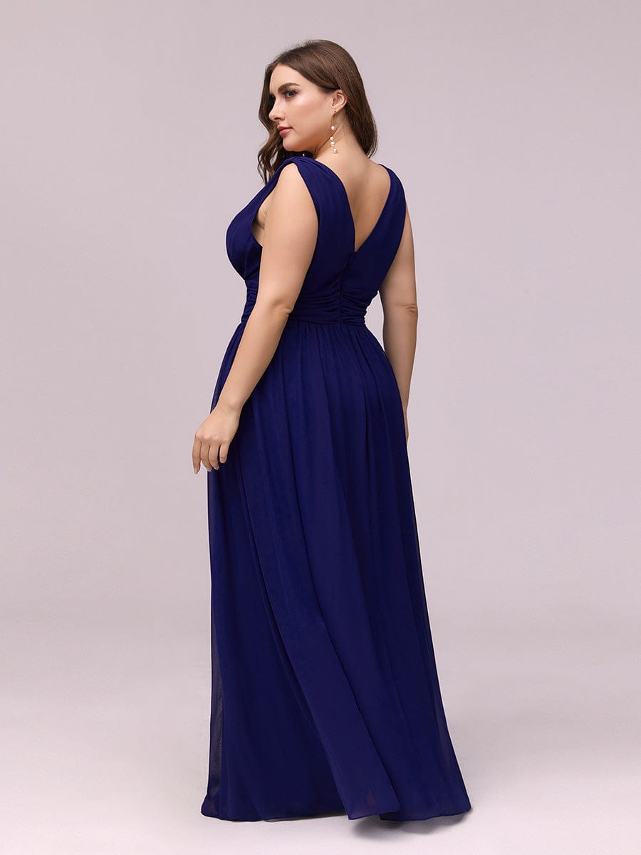 MsDresslyEP Plus Formal Dress Plus Size Sleeveless V-Neck Chiffon Semi Formal Maxi Dress