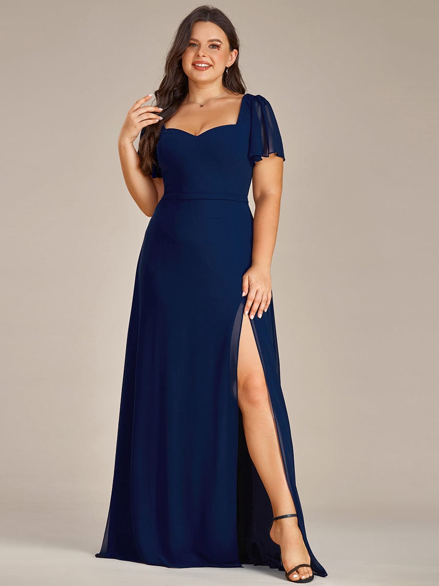 MsDresslyEP Plus Formal Dress Plus Size Sweetheart A-Line High Slit Maxi Chiffon Bridesmaid Dress DRE230912A0807NBY16