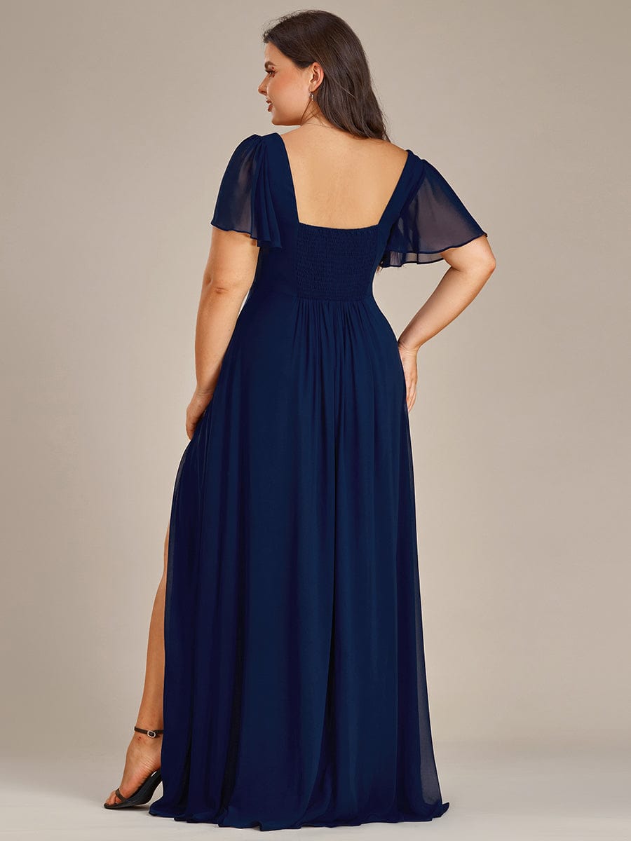 MsDresslyEP Plus Formal Dress Plus Size Sweetheart A-Line High Slit Maxi Chiffon Bridesmaid Dress