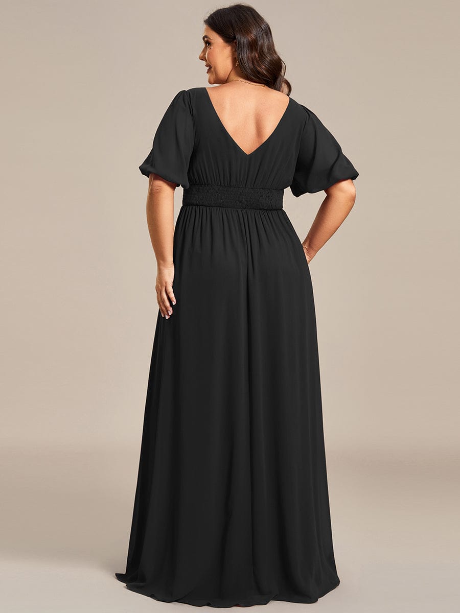 MsDresslyEP Plus Formal Dress Plus Size V-Neck Front Slit Chiffon Evening Dress