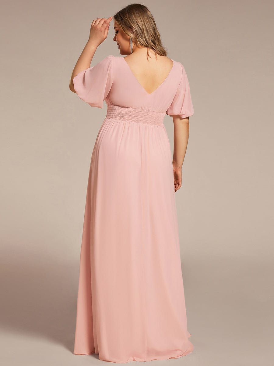 MsDresslyEP Plus Formal Dress Plus Size V-Neck Front Slit Chiffon Evening Dress