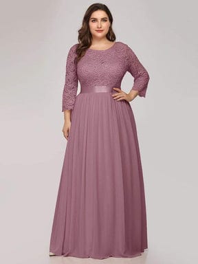 MsDresslyEP Plus Formal Dress Simple Plus Size Lace Evening Dress with Half Sleeves DRE230974825POH16