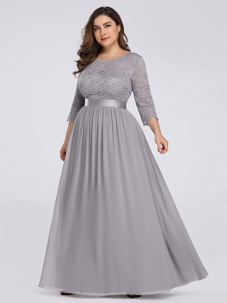 MsDresslyEP Plus Formal Dress Simple Plus Size Lace Evening Dress with Half Sleeves DRE230974849GRE16