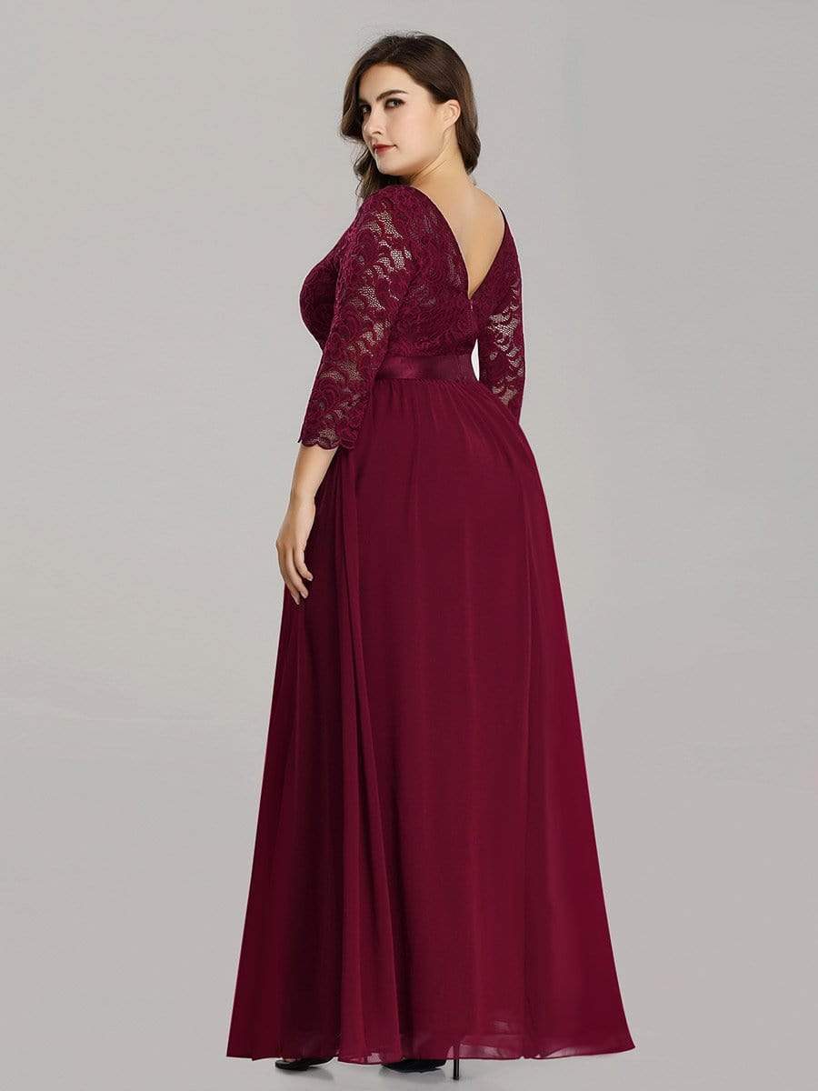 MsDresslyEP Plus Formal Dress Simple Plus Size Lace Evening Dress with Half Sleeves