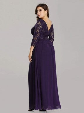 MsDresslyEP Plus Formal Dress Simple Plus Size Lace Evening Dress with Half Sleeves