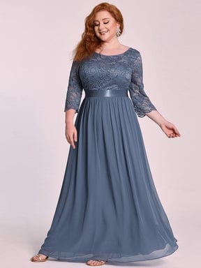 MsDresslyEP Plus Formal Dress Simple Plus Size Lace Evening Dress with Half Sleeves