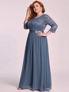 MsDresslyEP Plus Formal Dress Simple Plus Size Lace Evening Dress with Half Sleeves