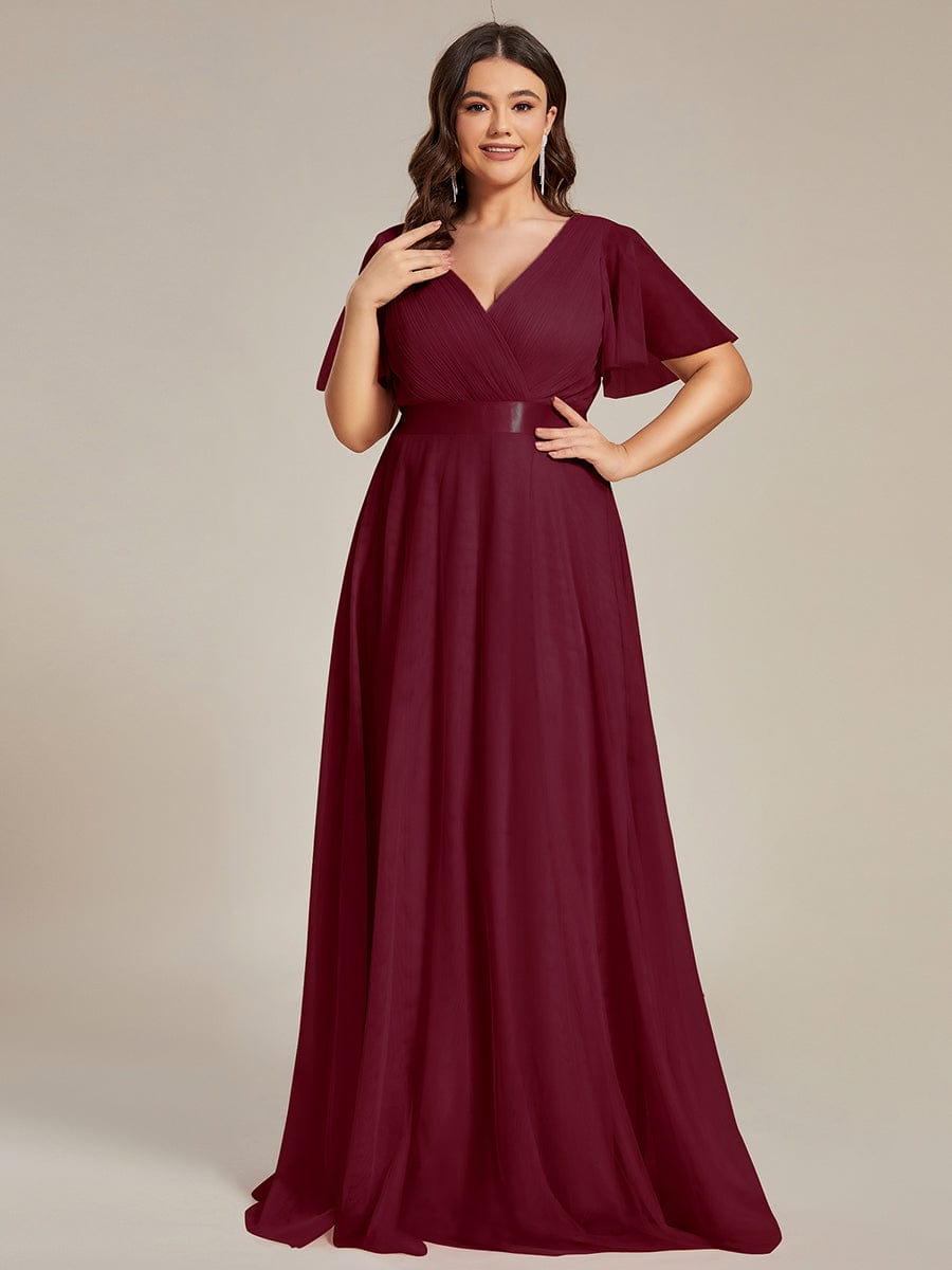 MsDresslyEP Plus Formal Dress Women's Floor-Length Plus Size Formal Bridesmaid Dress with Short Sleeve DRE230970713BDG16