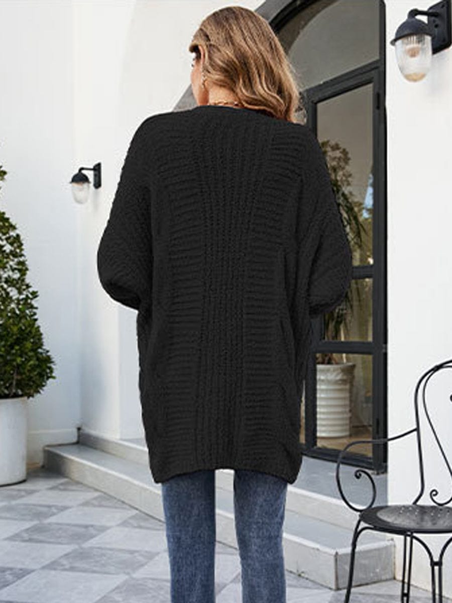 MsDressly Sweaters Loose And Cozy V Neck Cable Knit Sweater