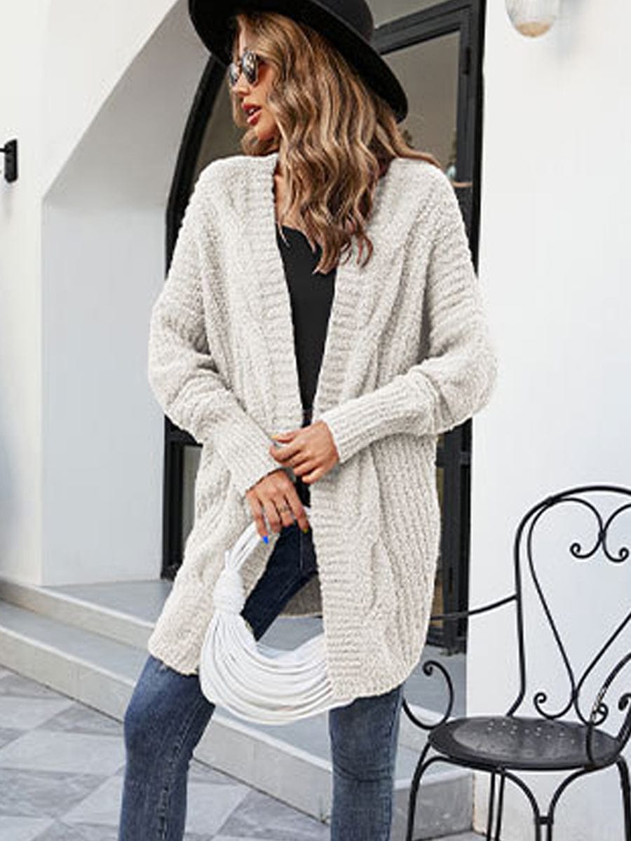 MsDressly Sweaters Loose And Cozy V Neck Cable Knit Sweater