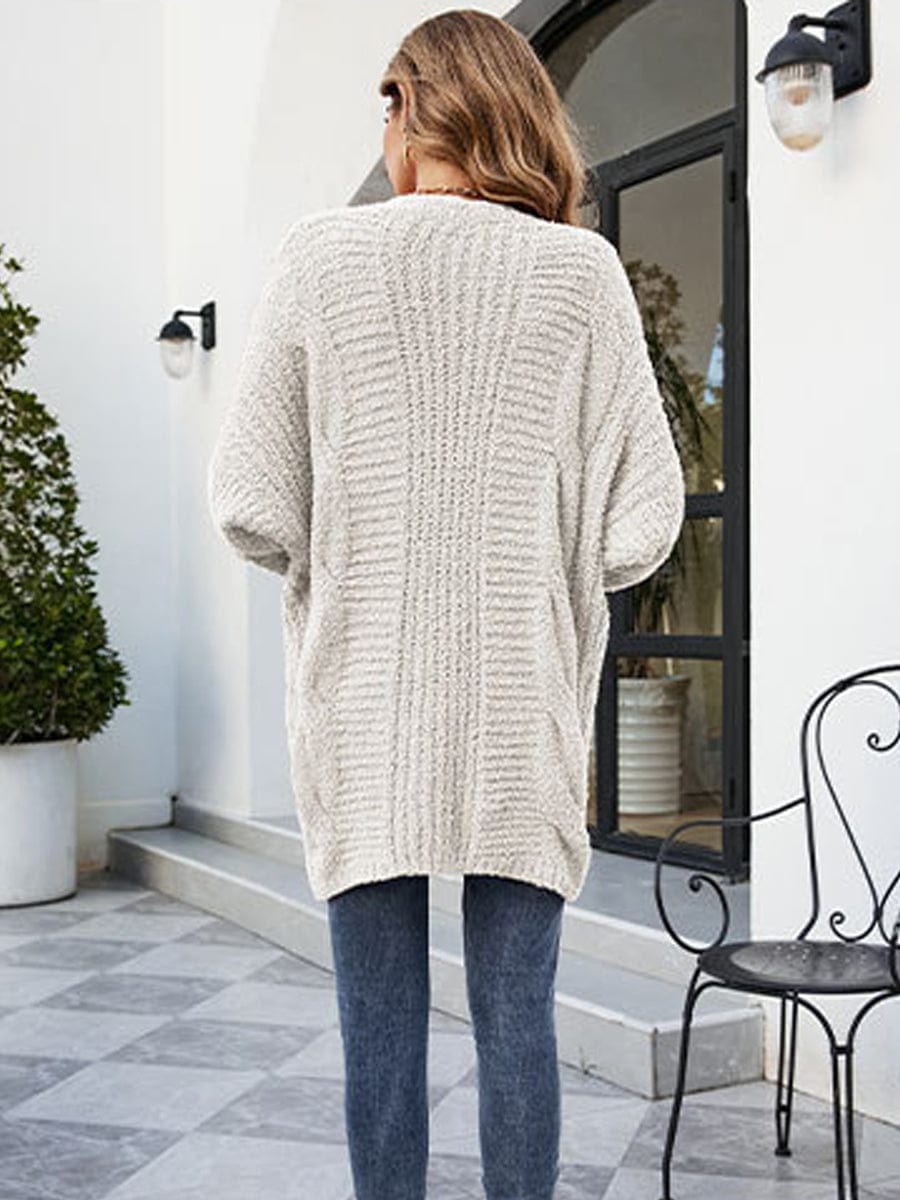 MsDressly Sweaters Loose And Cozy V Neck Cable Knit Sweater