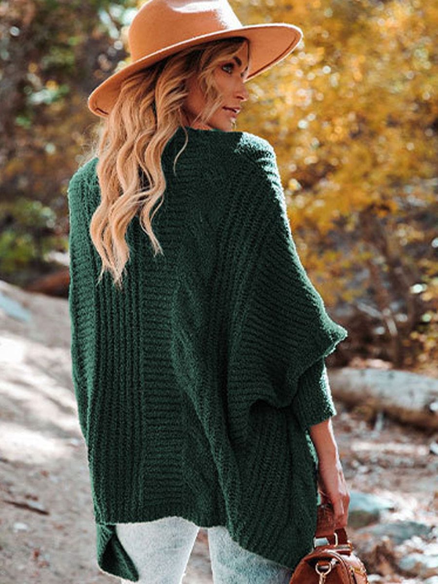 MsDressly Sweaters Loose And Cozy V Neck Cable Knit Sweater