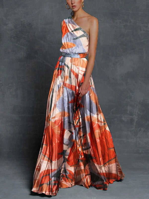 Women's Dresses One Shoulder Printed Maxi Dress - Maxi Dresses - Instastyled | Online Fashion Free Shipping Clothing, Dresses, Tops, Shoes - 20/09/2022 - 40-50 - color-multi